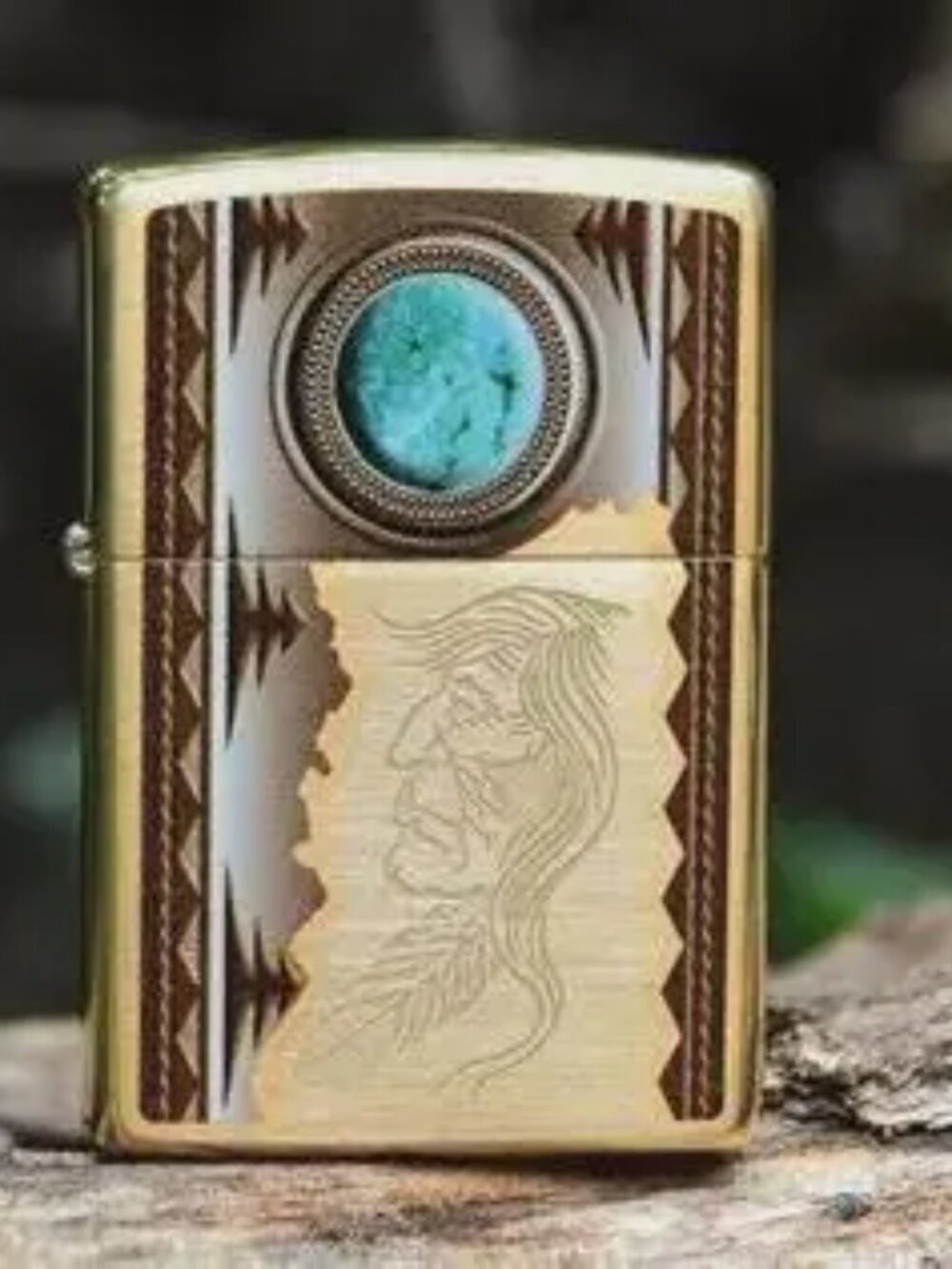 Sharp Brass American Indian Zippo Lighter